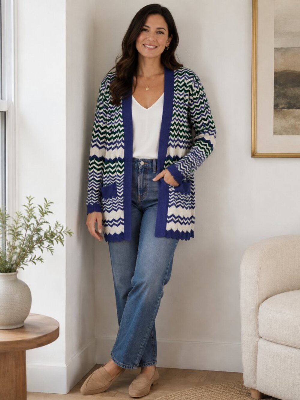 Missoni Chevron Knit Open-Front Cardigan Sz 6